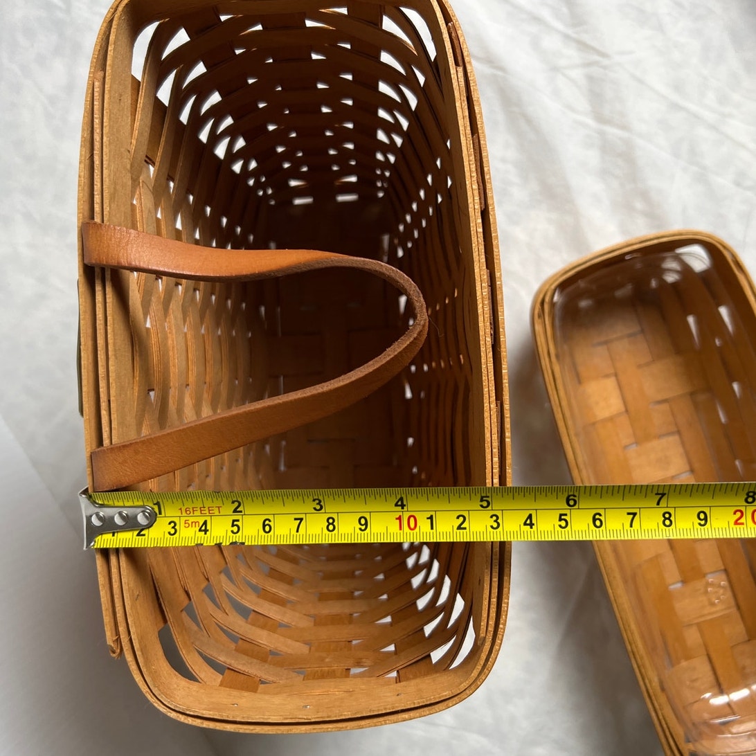Vintage 90's Longaberger Magazine Baskets Standing Hand Woven