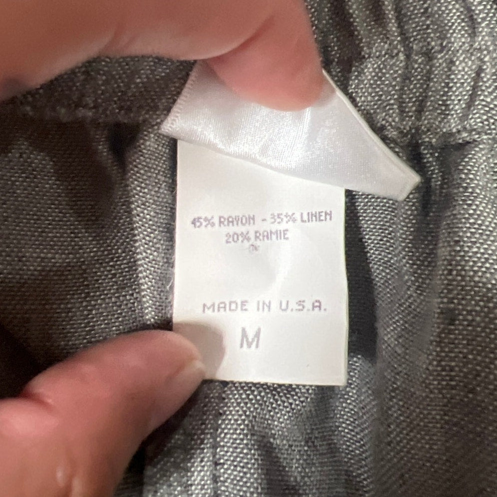 Eileen Fisher Made In USA Size Medium Rayon/Linen Gray Wide Leg
