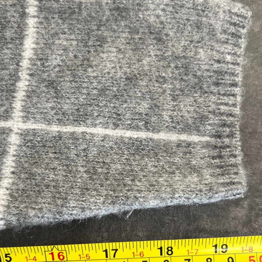 Lumiere Medium Acrylic High Low Gray and White Cowl Neck Sweater Women's