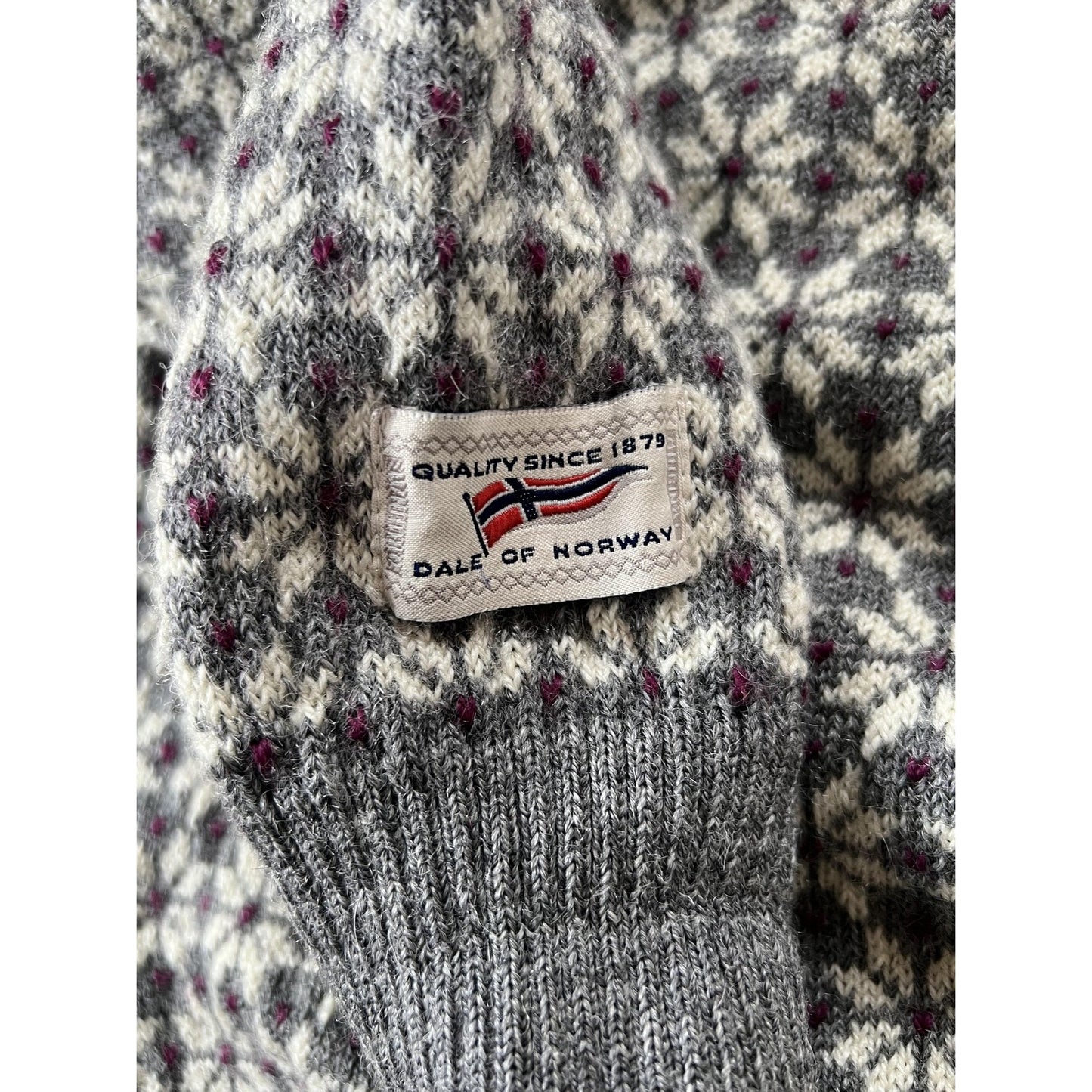 Sweater Mens L Gray Fair Isle Wool Pullover Collarless Button Heavyweight