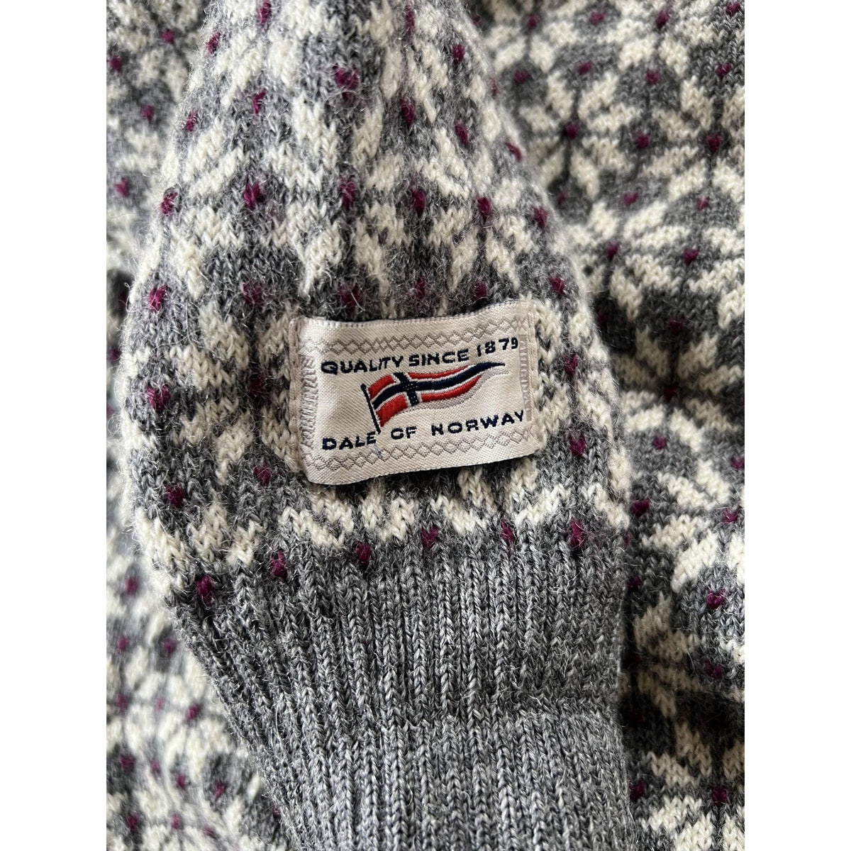 Sweater Mens L Gray Fair Isle Wool Pullover Collarless Button Heavyweight