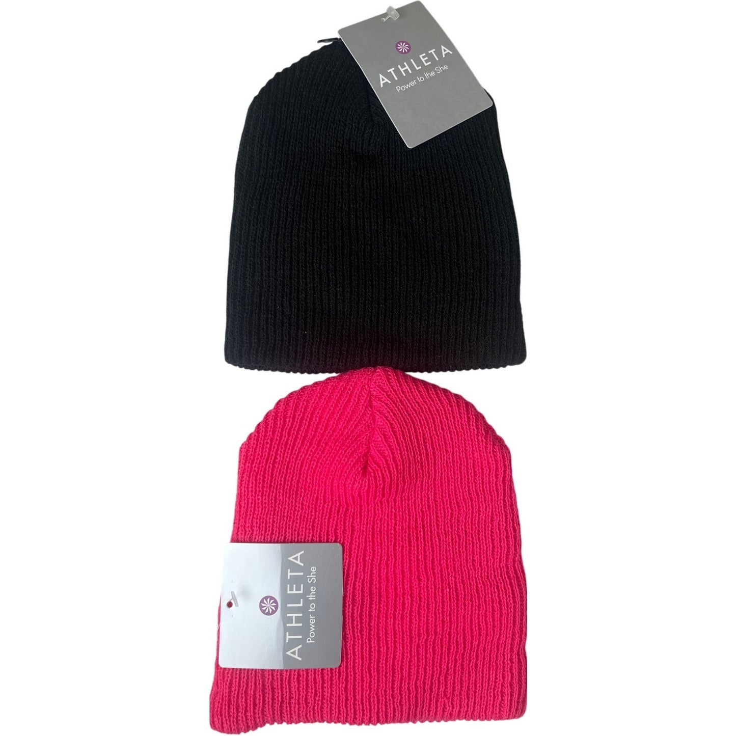 Athleta Onesize Acrylic Pink & Black NWT Double Beanies