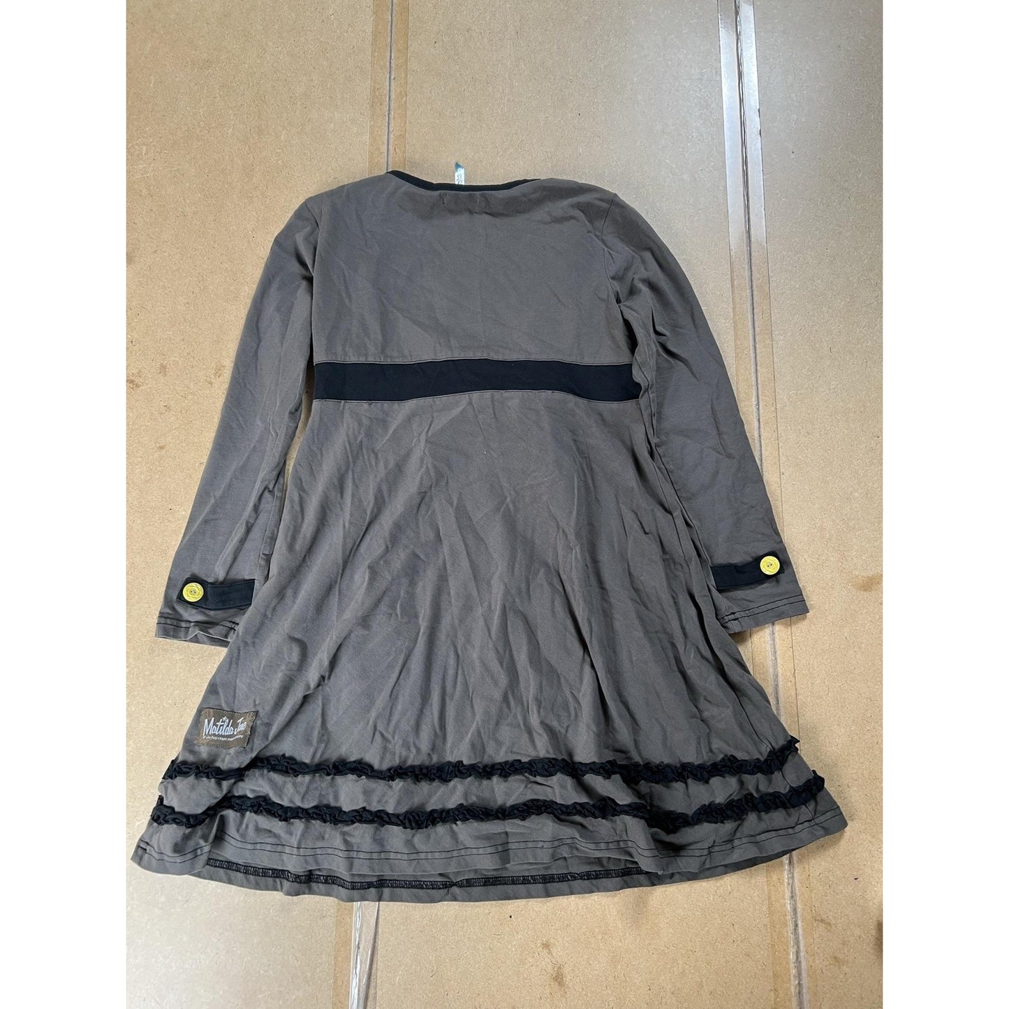 Matilda Jane Dress Juniors 12 Gray Trapeze & Swing Scoop Neck Bow Belted