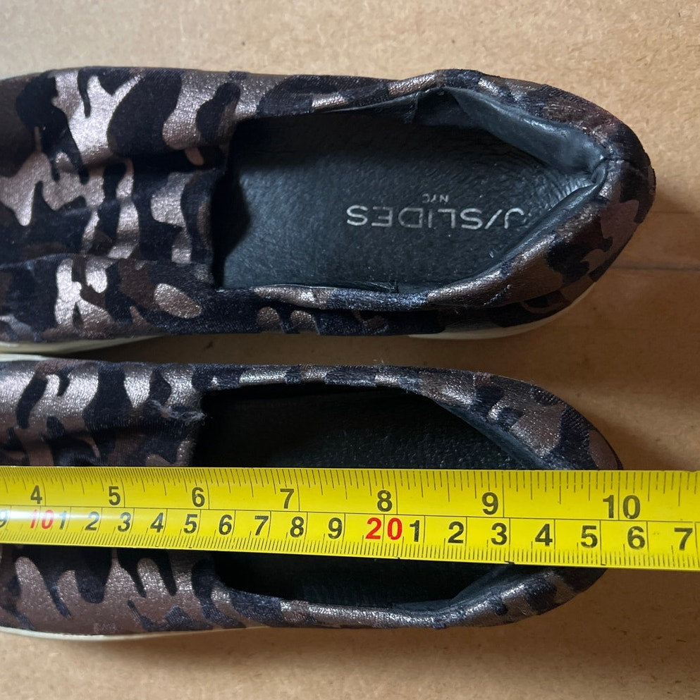 J/Slides NYC Size 8 Ariana Metallic Camo Print Slip On Sneakers Women's