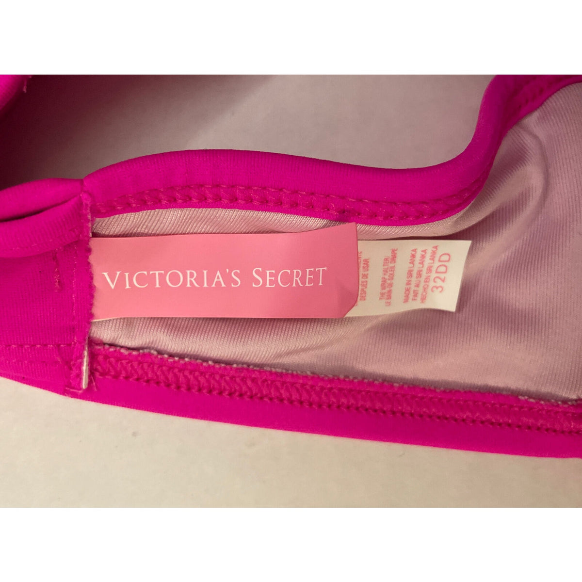 Victoria's Secret Women's Size 32DD Solid Pink Wrap Tie Around Bikini Top - EUC