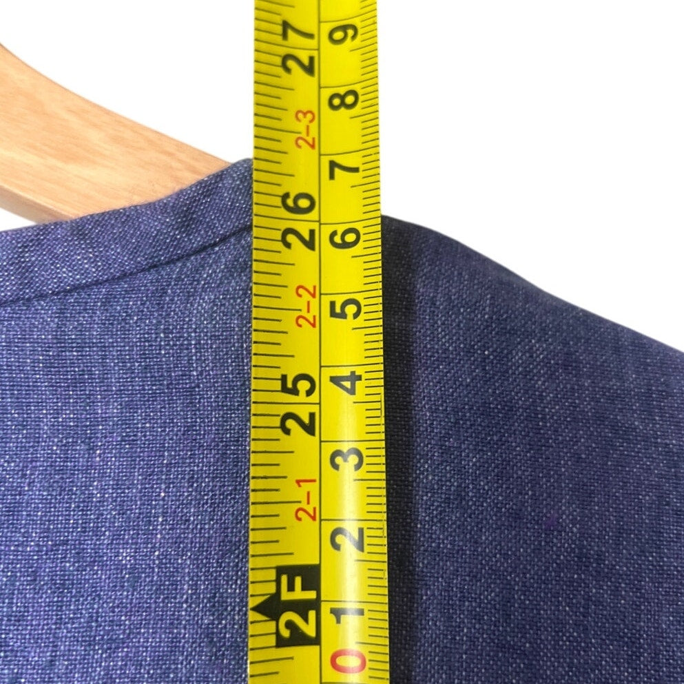 Eileen Fisher Blue Linen Button Front Top Women's Size Large