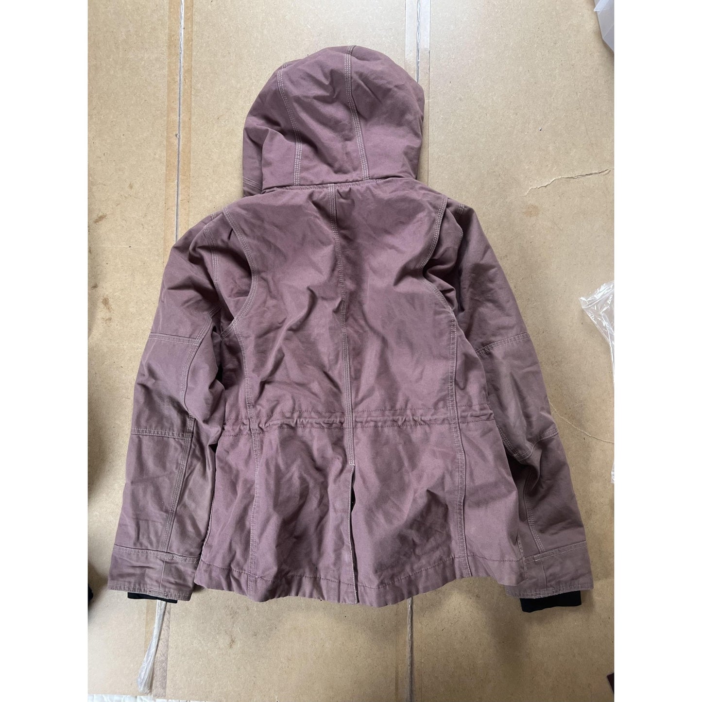 Noble Outfitters Jacket Womens M Purple Hooded Canvas Parka Lined Zip Pockets
