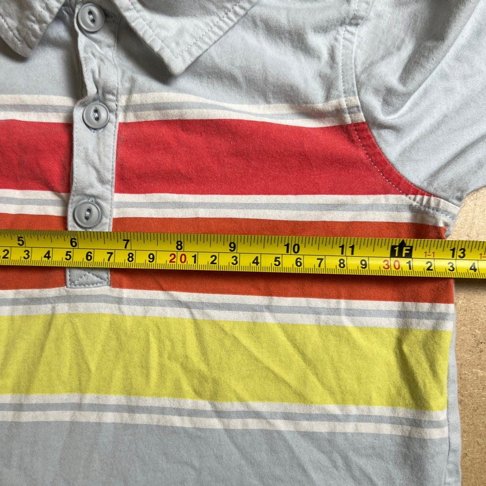 Tea Collection Boy Size 6 Polo Gray/Orange Stripes Button-Up Shirt