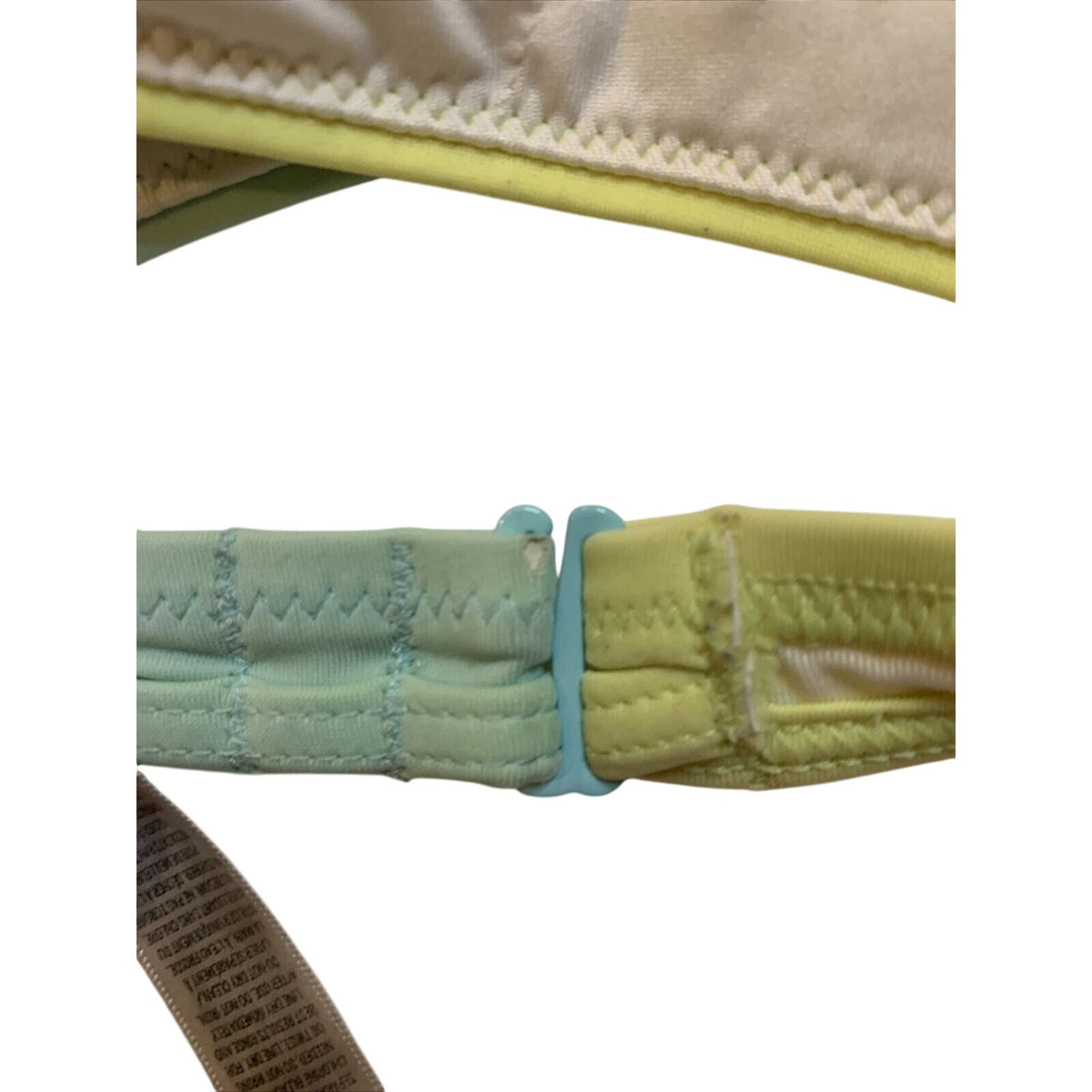 Victorias Secret PINK Seafoam Green Yellow Body Wrap Halter Bikini Top Small S