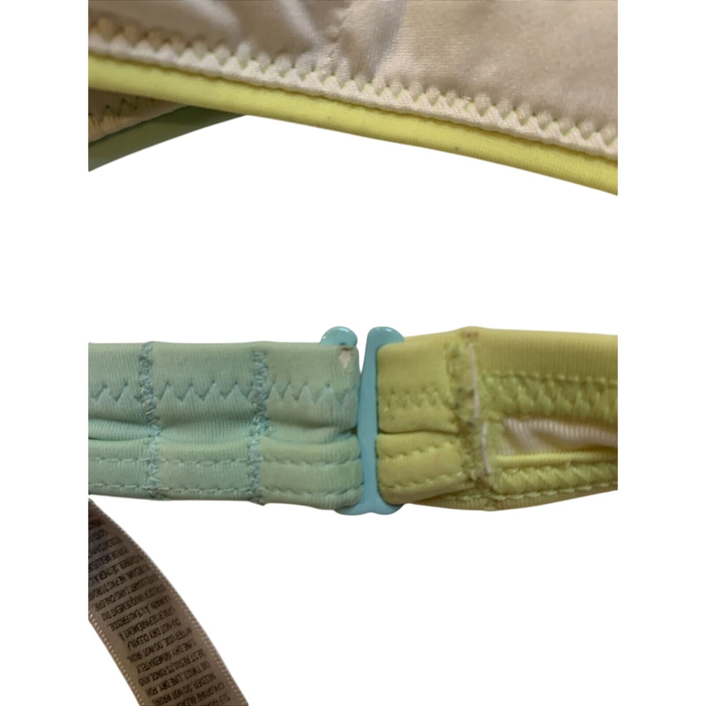 Victorias Secret PINK Seafoam Green Yellow Body Wrap Halter Bikini Top Small S