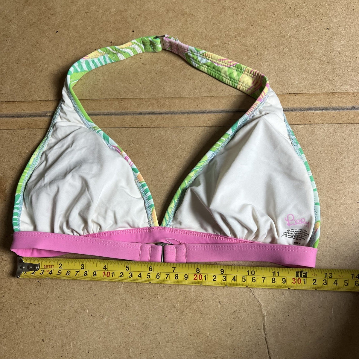 Lilly Pulitzer Bikini Womens 8 Green Floral Halter Adjustable Lined 2 Piece