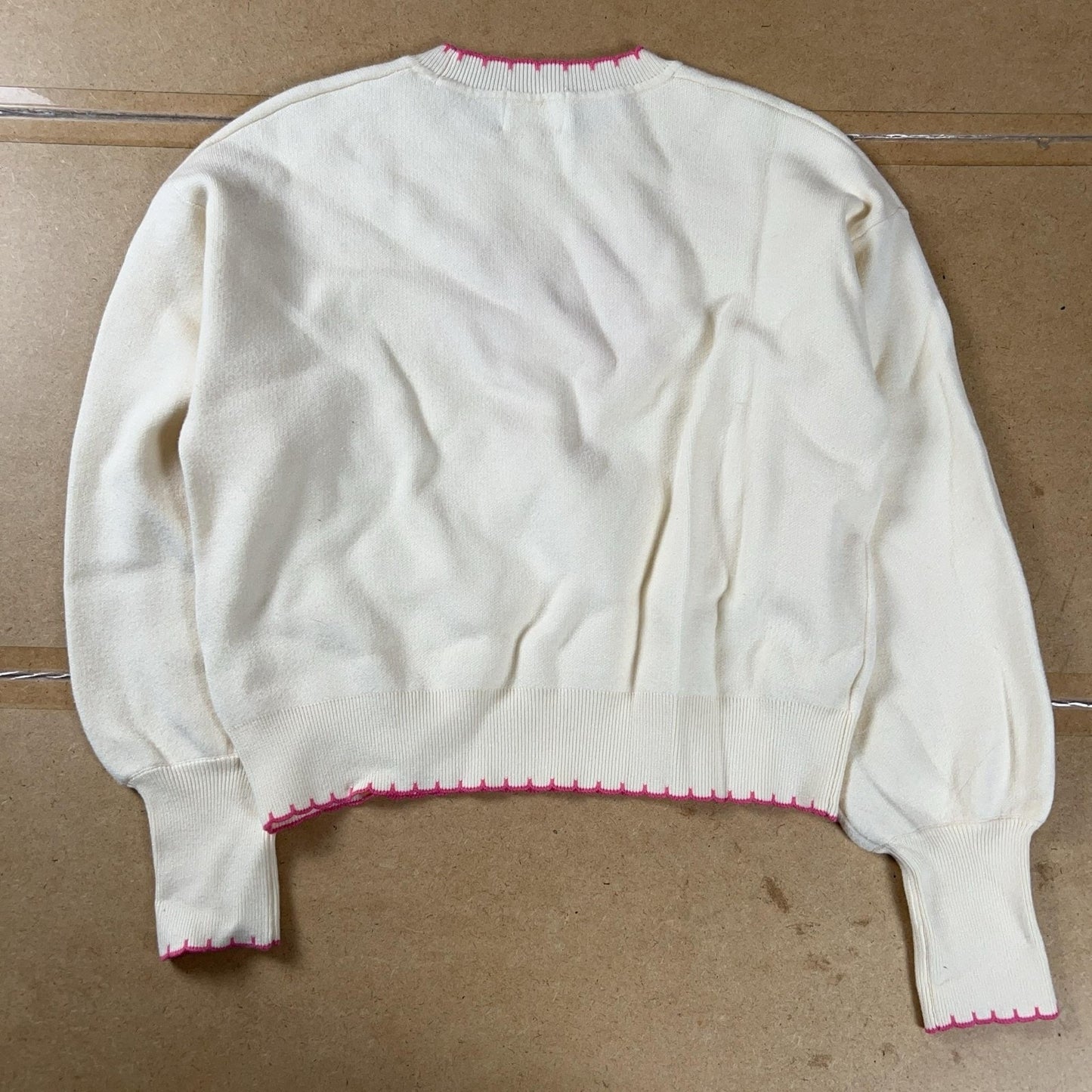 Willow & Wind Sweater Womens L White Pullover Bow Graphic Print Tight-Knit