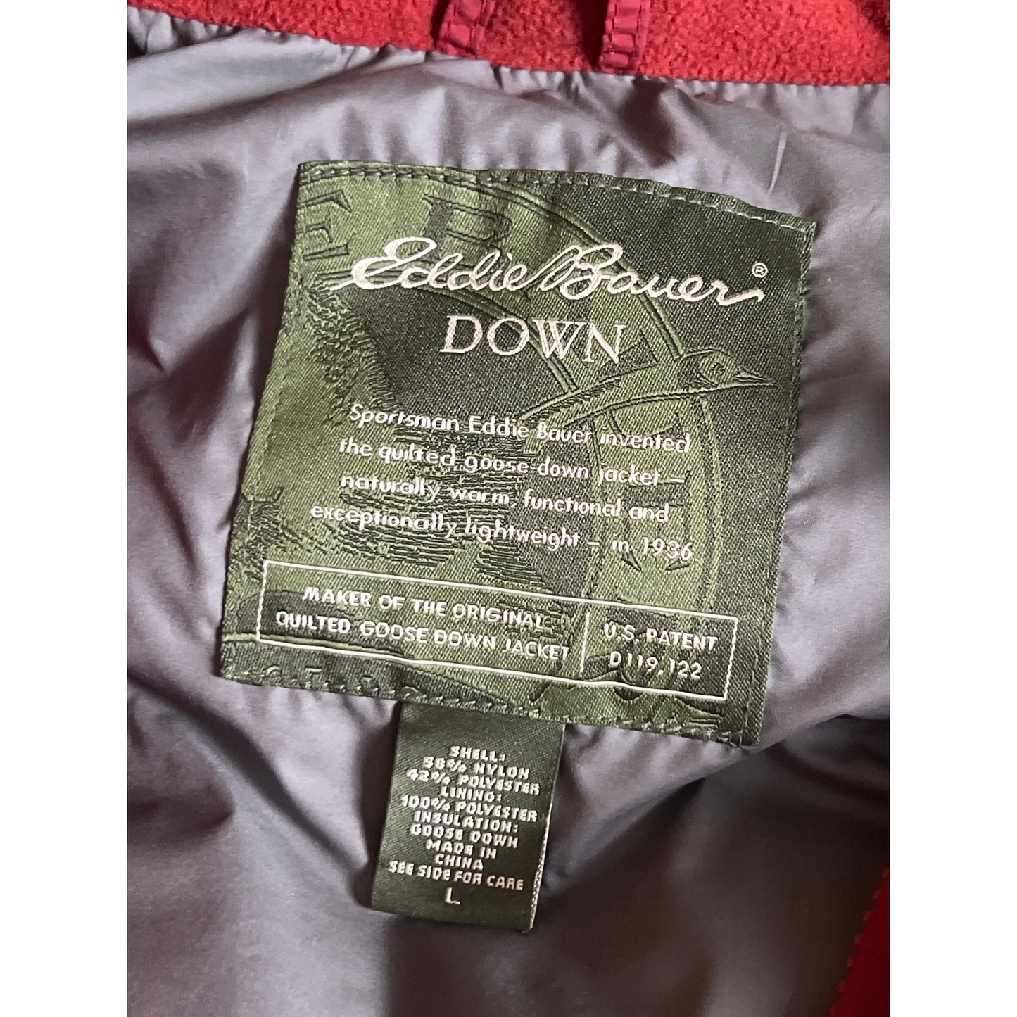 Eddie Bauer Goose Down Puffer Vest Red Mens Size L