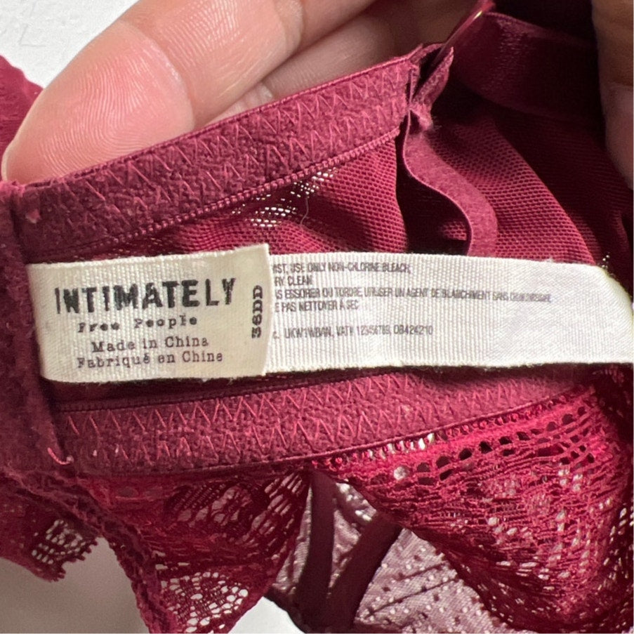 Free People Maroon Intimately Underwire Bra Size 36DD