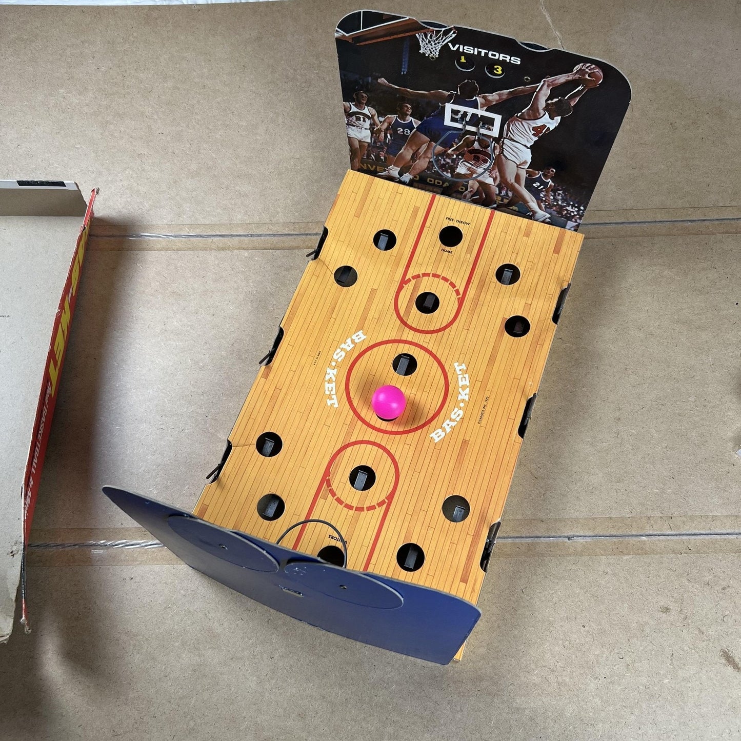 Bas-Ket Tabletop Basketball Game Cardboard Backboard Pink Ball Included