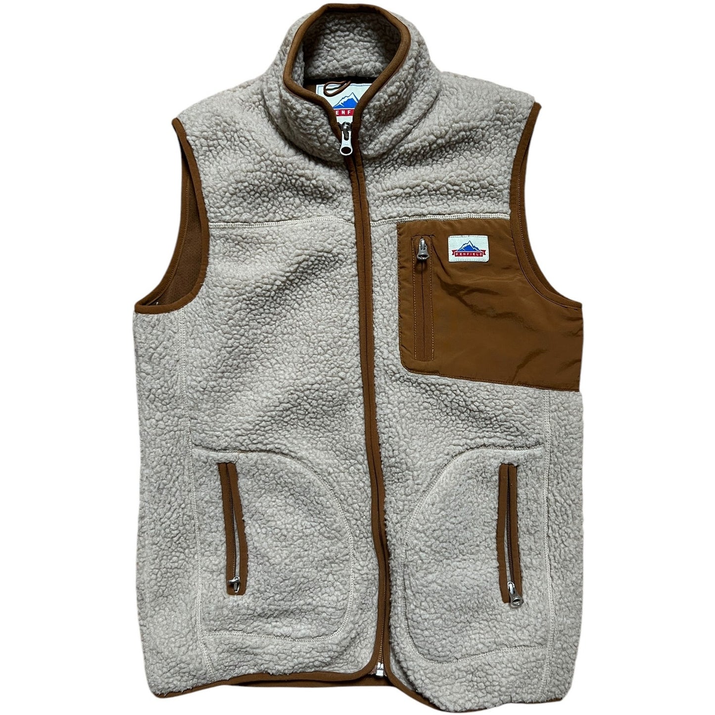 Penfield Sherpa Fleece Outerwear Vest Beige Brown Size XS Polyester