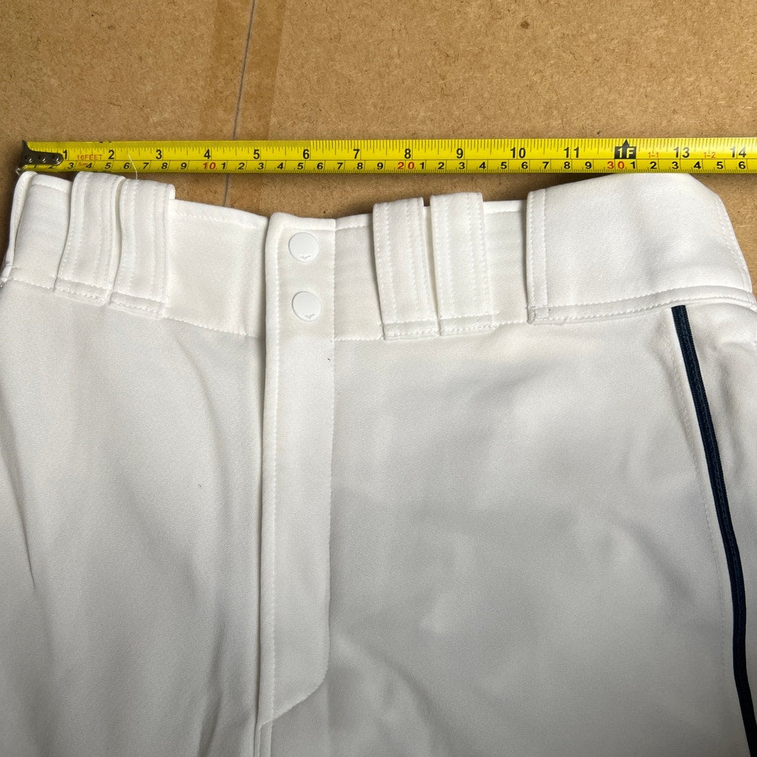NWT Mizuno Adult BB White Pants S Baseball and Softball Opened Hemmed Bottom