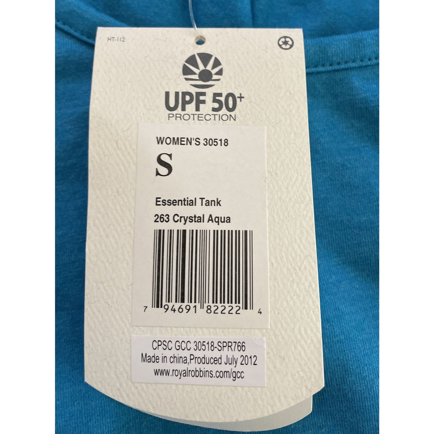 Royal Robbins Womens Essential Tank Top UPF Protection Blue Crystal Aqua S - NWT