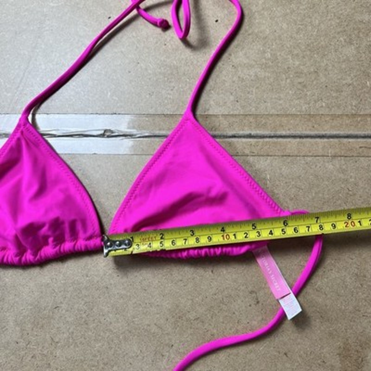 Victoria's Secret Swim Top Womens M Pink Triangle Lined Adjustable Halter Bikini