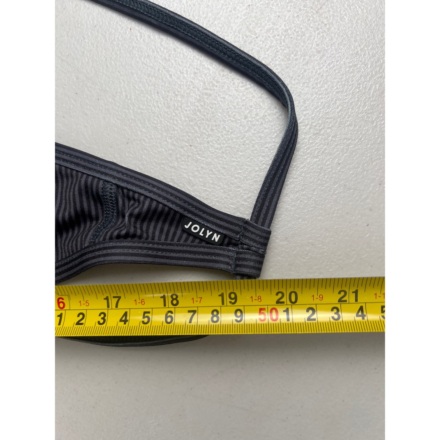 Jolyn Triangle Bikini Top Gray Stripped XL