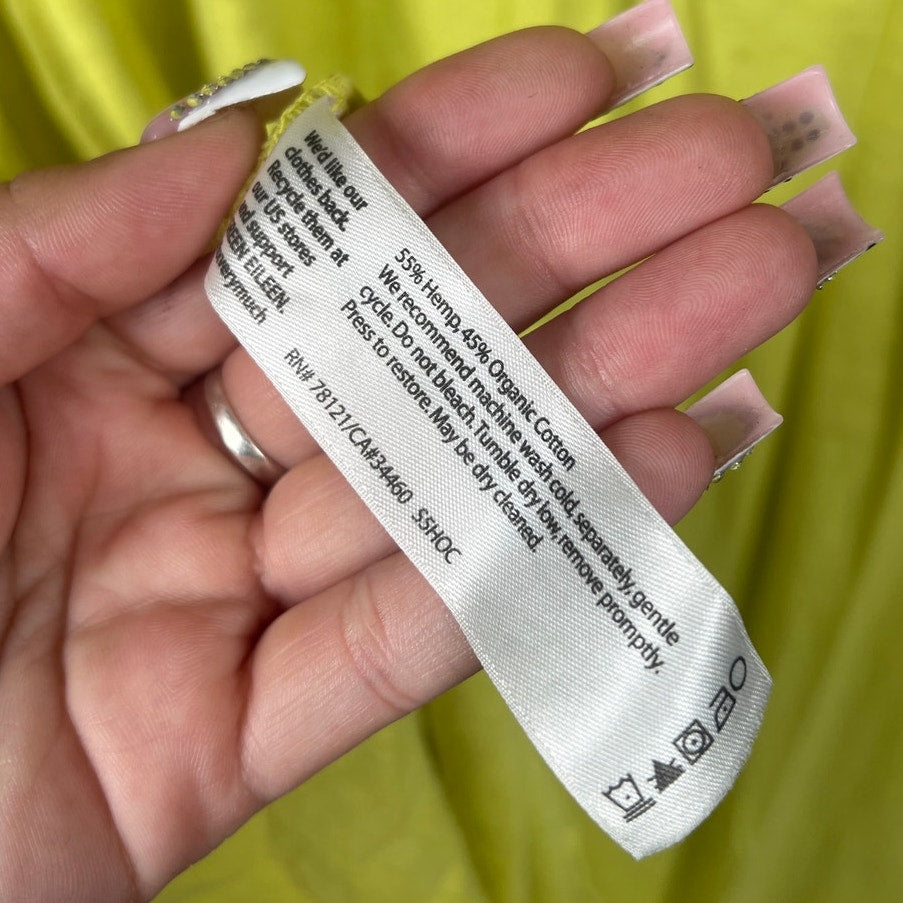 Eileen Fisher Honeydew Organic Cotton Hemp Twist Scoop Neck Tank Dress Women's Size M