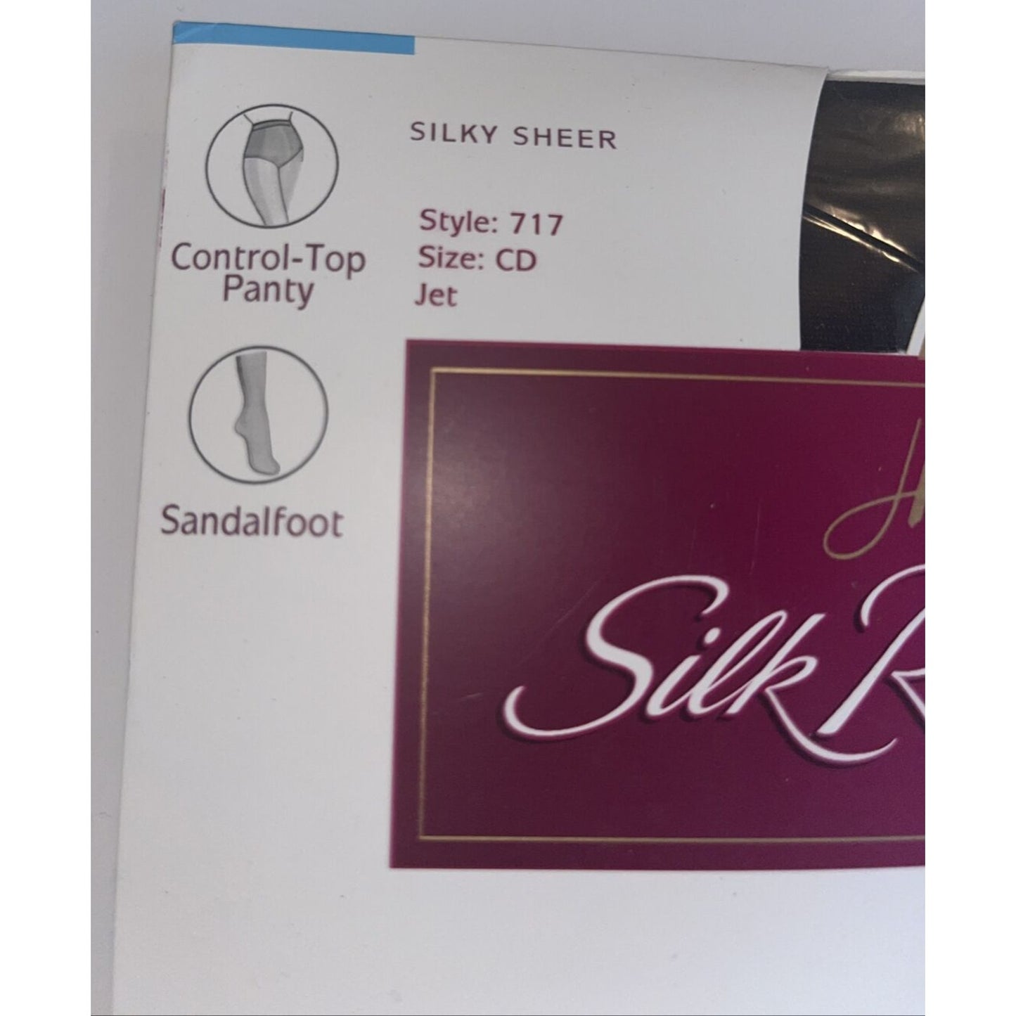 NWT Hanes Pantyhose JET Size CD Silk Reflections Control Top #717