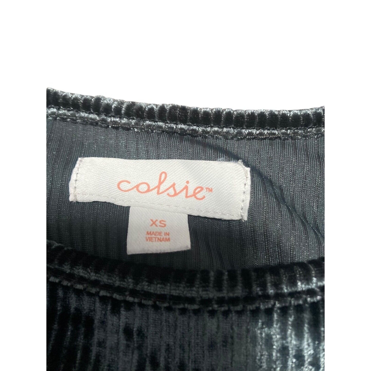 Colsie Black Velvet Ribbed Crop Top Tank Womens XS Spaghetti Straps