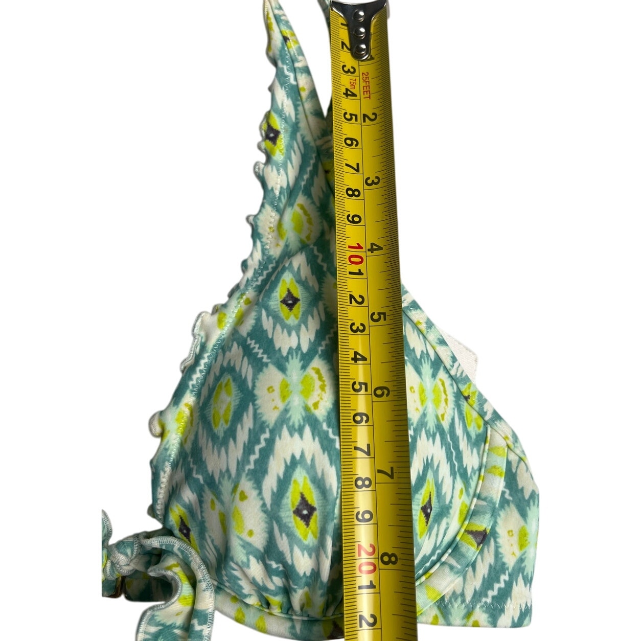 Victoria's Secret 32C Halter Bikini Swim Top Underwire Green Geometric