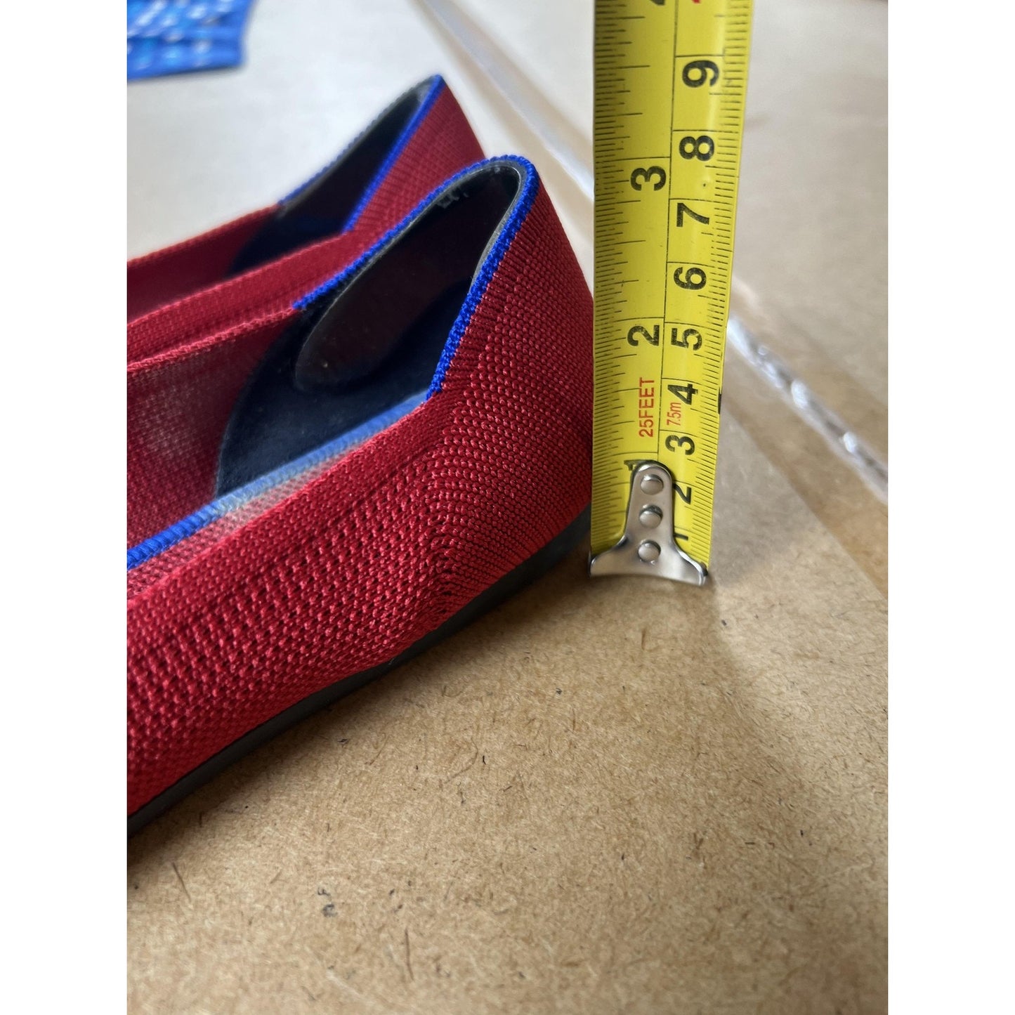Rothy's Shoes Womens Size 10.5 Red The Point Pointed Toe Knit Flats Cushioned