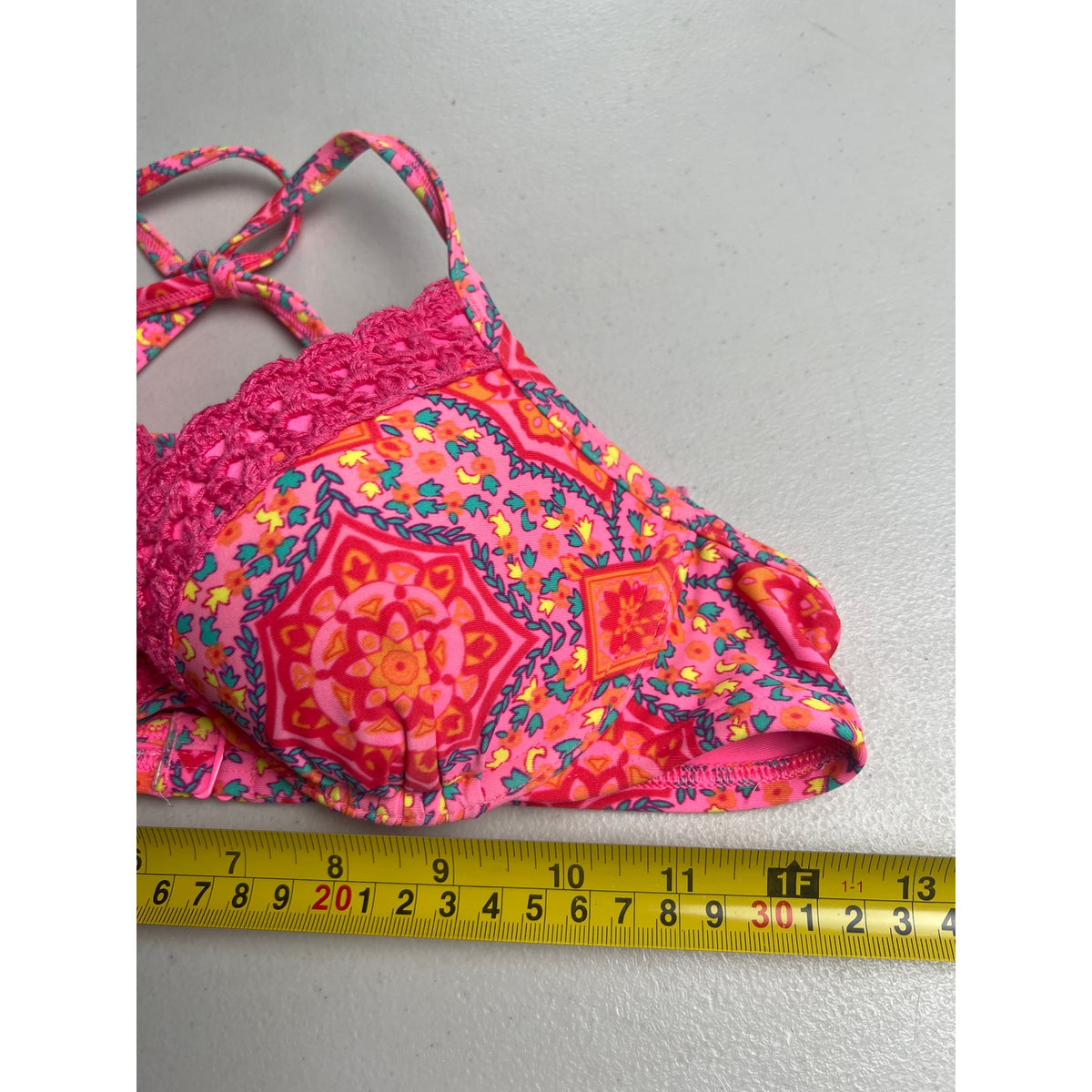 Aerie 34A Swim Barbie Pink Paisley Halter Bikini Top