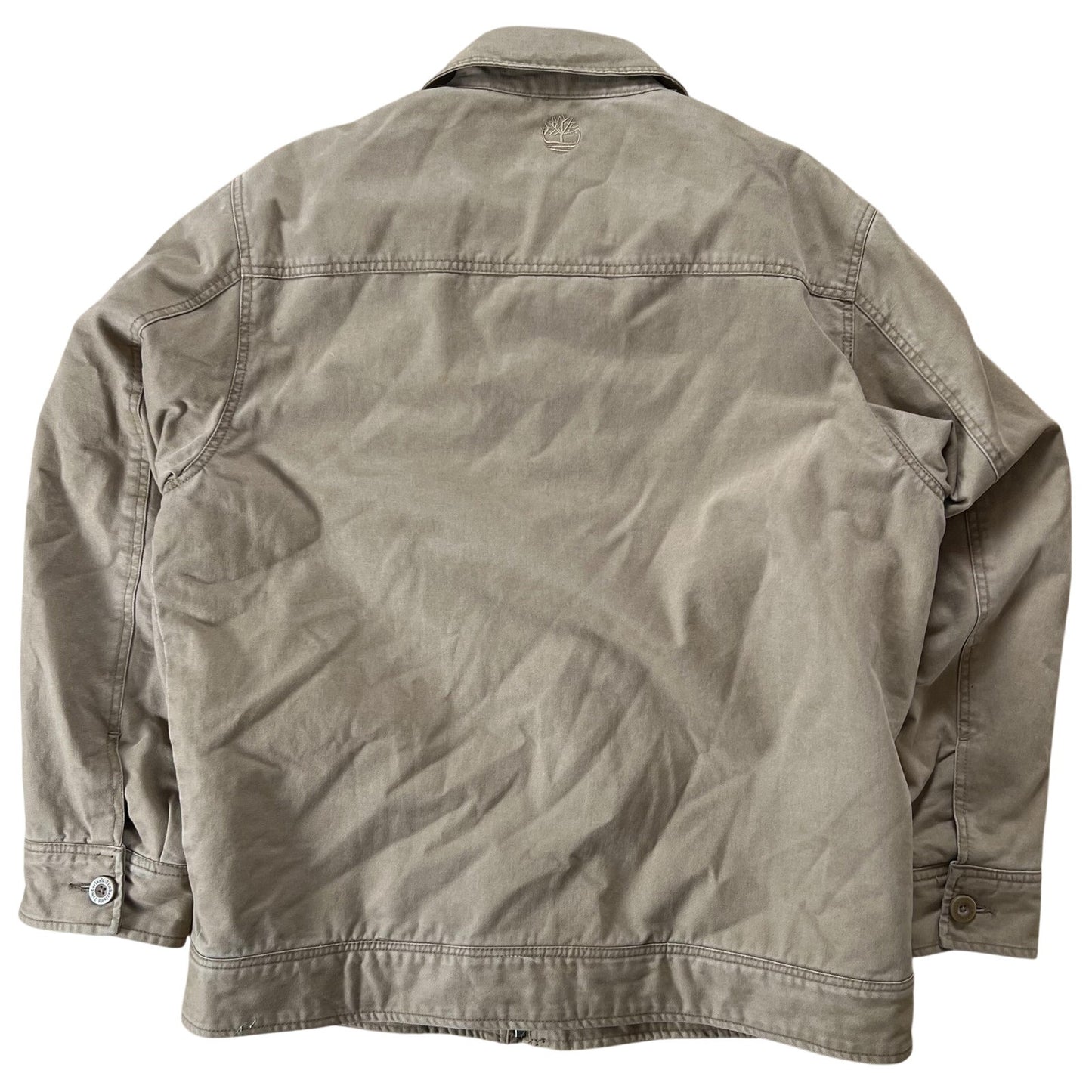 Timberland Jacket Mens Large Tan Cotton Zip Front Outdoor Utility Workwear