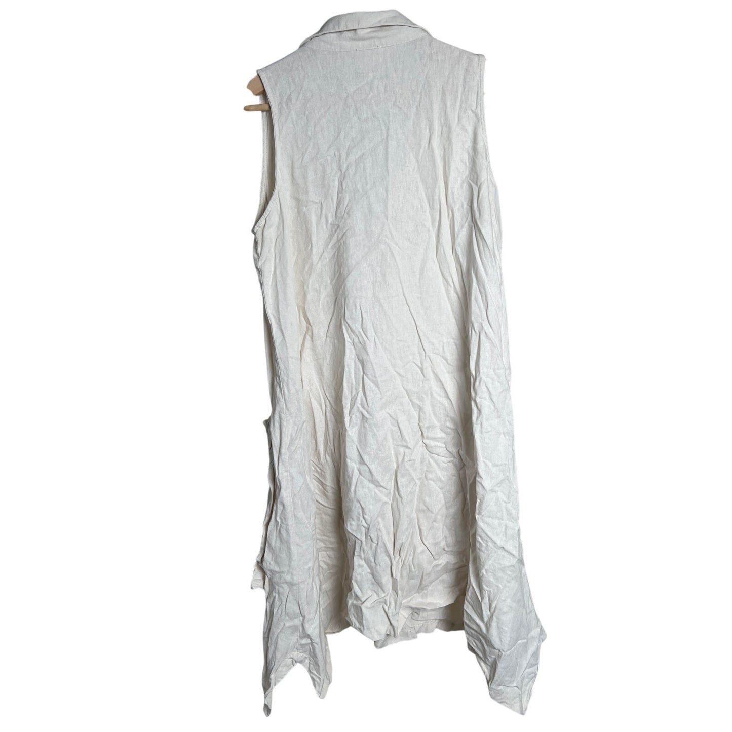 For Cynthia Medium Linen Blend Sleeveless Button Up Jacket Vest