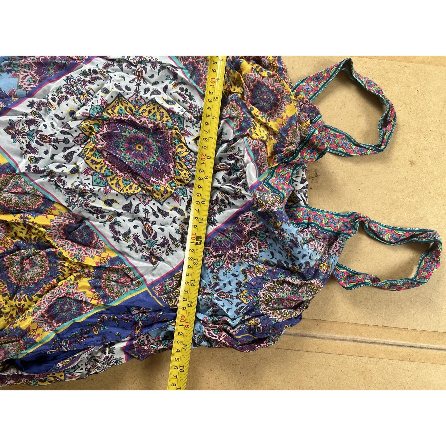 Sundance Dress Womens S Blue Paisley Print Maxi Sundress Scoop Neck Lined Boho