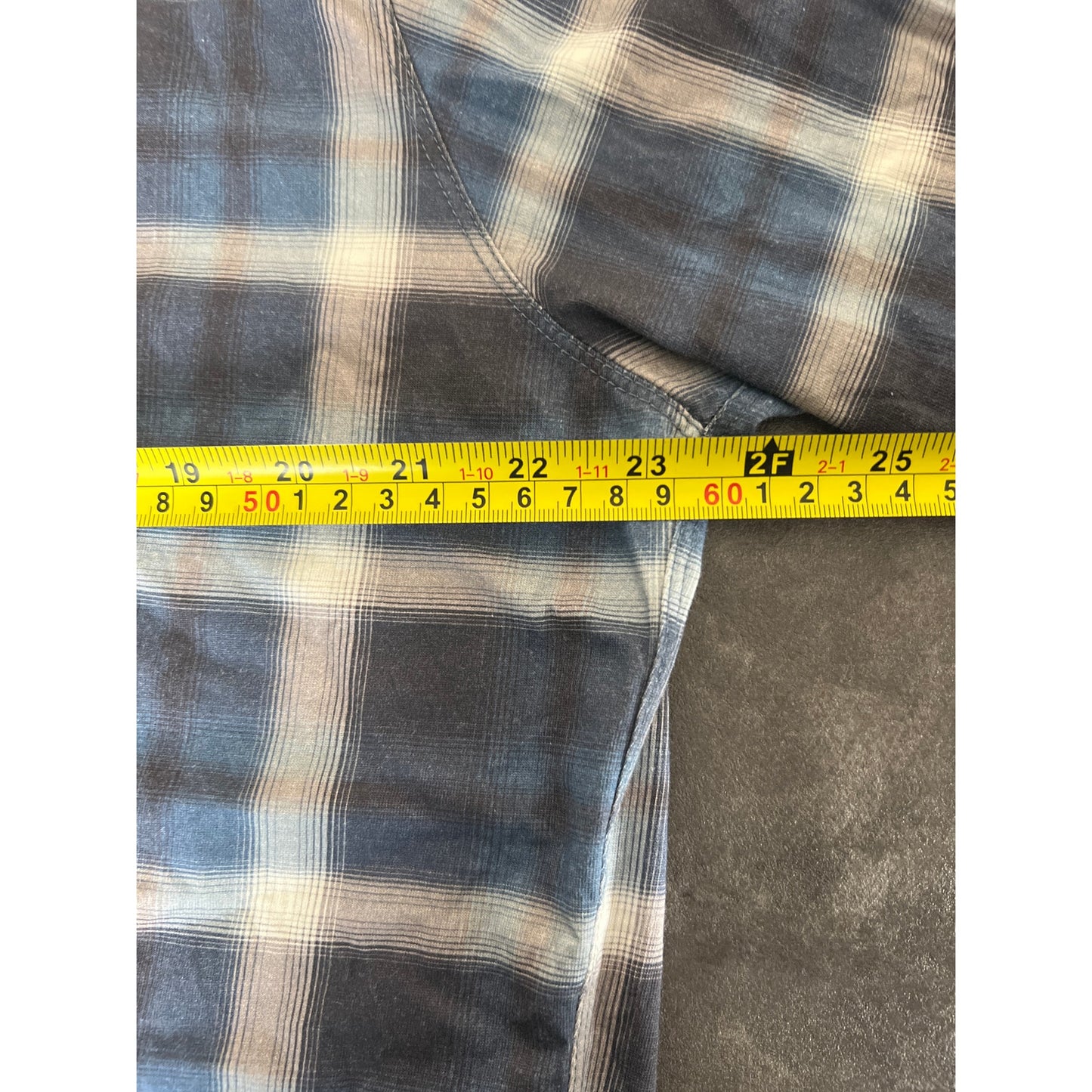 Kuhl XL Wildfiber 100% Organic Cotton Short Sleeve Blue Button Up Shirt Plaid