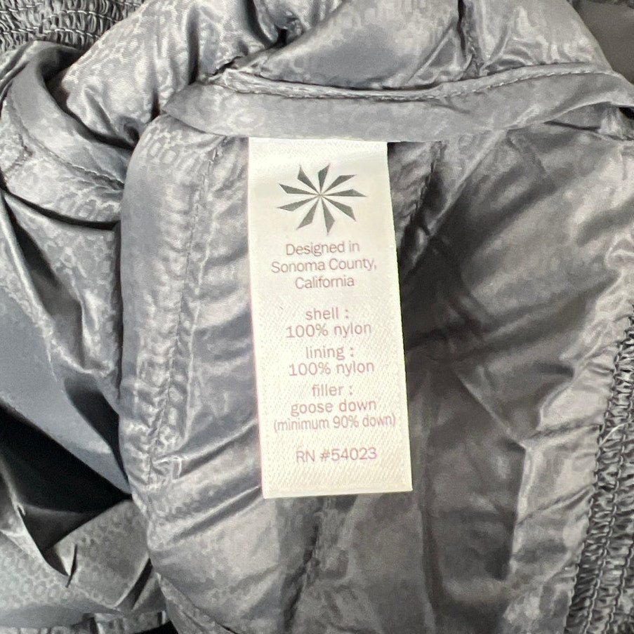 Athleta Downalicious Size Medium Lightweight Puffer Jacket 100% Nylon Gray
