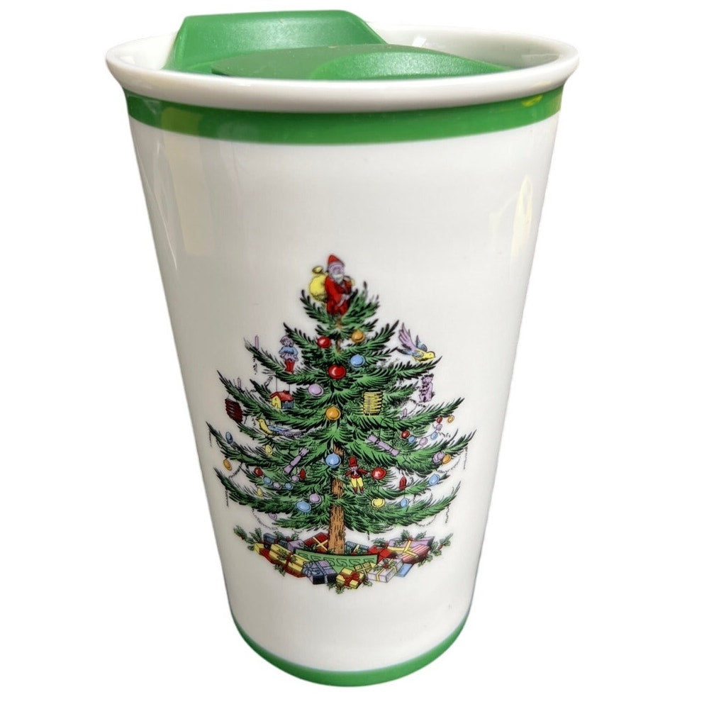 Spode A Christmas Tree Travel Mug NIB W/ Lid