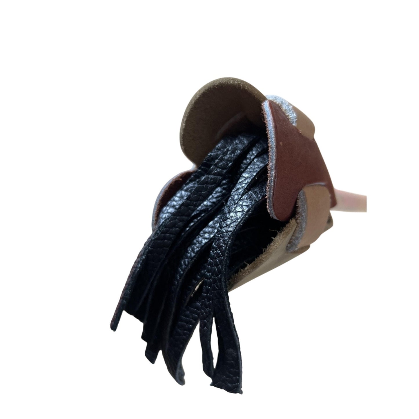 Brown Leather Tassel 3-Piece Collapsible Riding Crop Whip Horse Training Tool