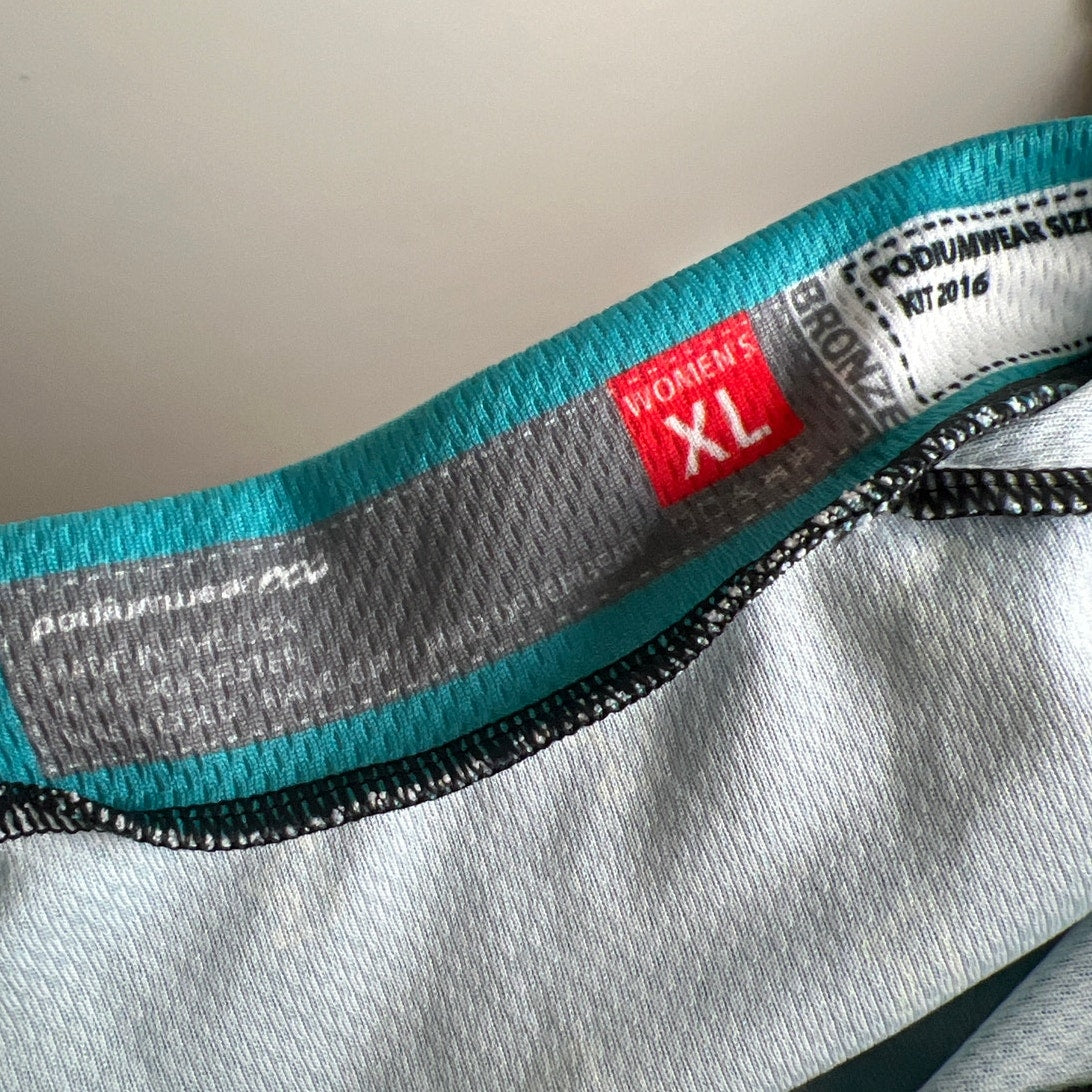 Podiumwear Women's XL Blue and Green Cycling Jersey