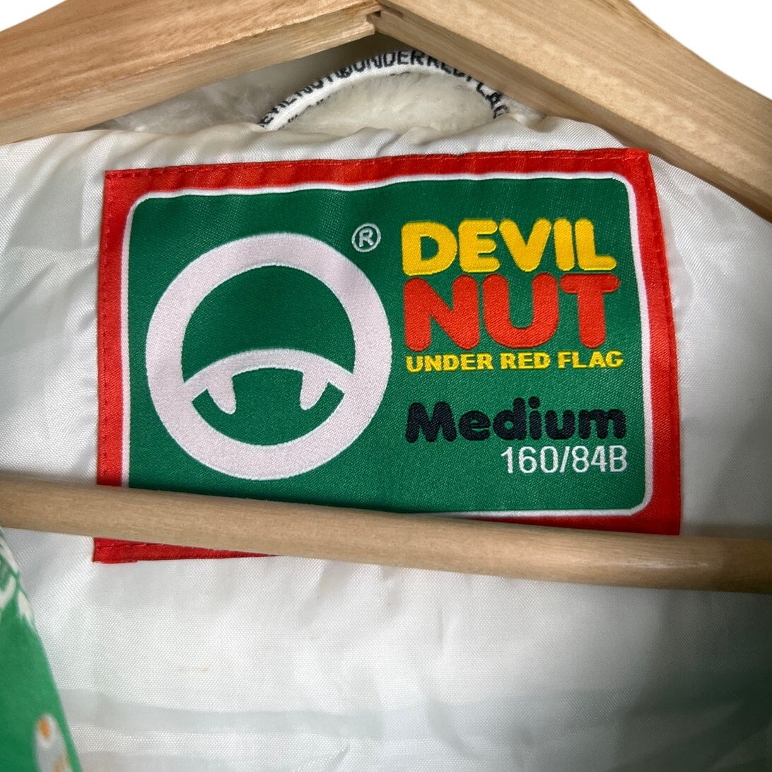 Devil Nut Under Red Flag Vest Jacket Size Medium polyester Green Teen