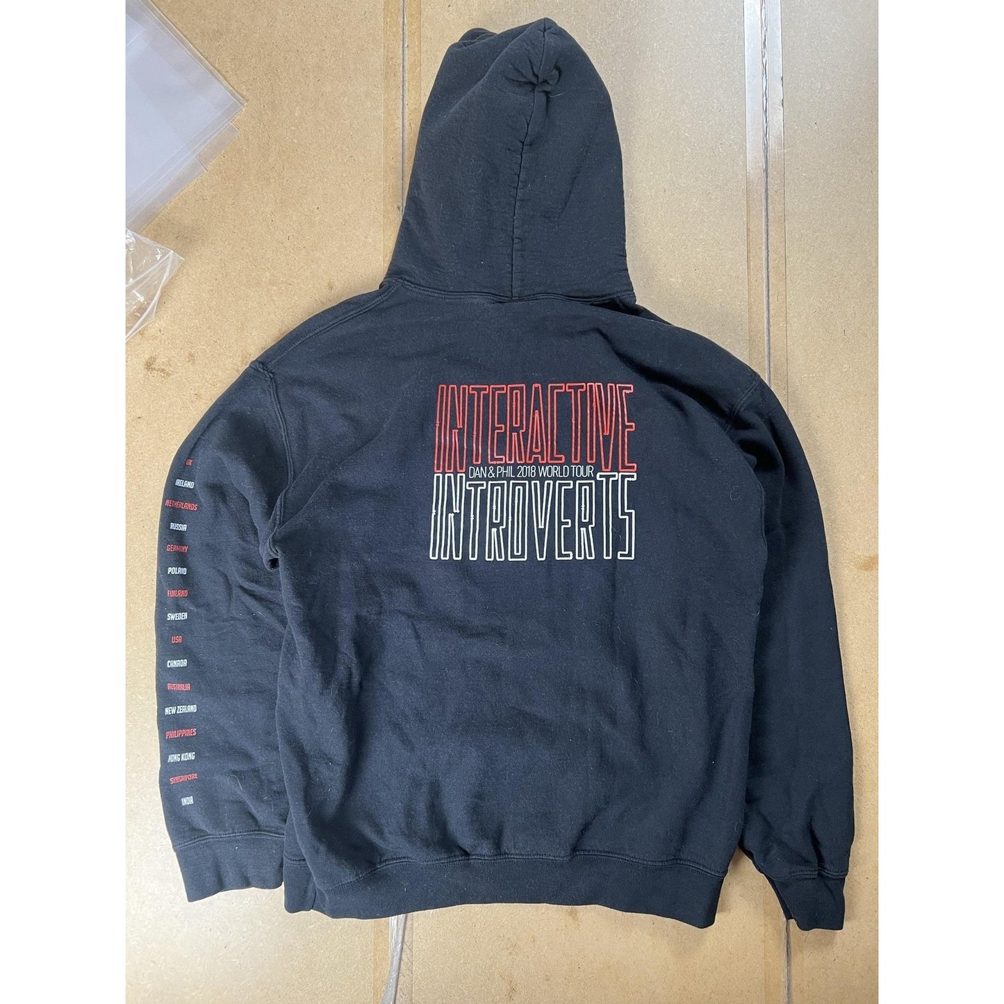 Dan & Phil Mens M Black Pullover Hooded Pockets Fleece Graphic Casual 2018