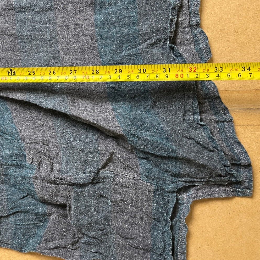 LUUKAA Lagenlook Navy Grey Striped Linen Oversized Tunic Shift Dress Size 6
