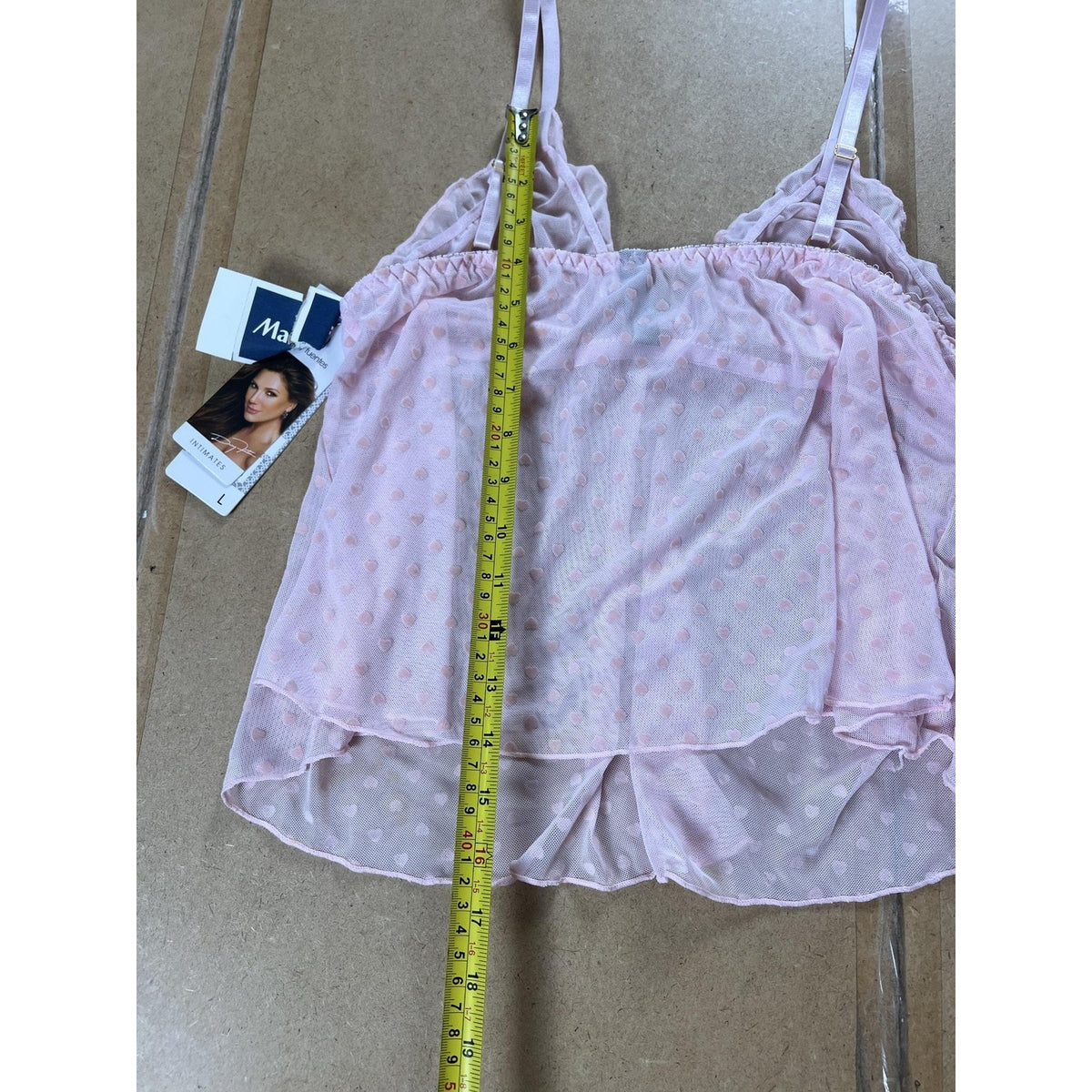 Daisy Fuentes Camisole & Short Set Womens L Pink Mesh Polka Dot Intimates