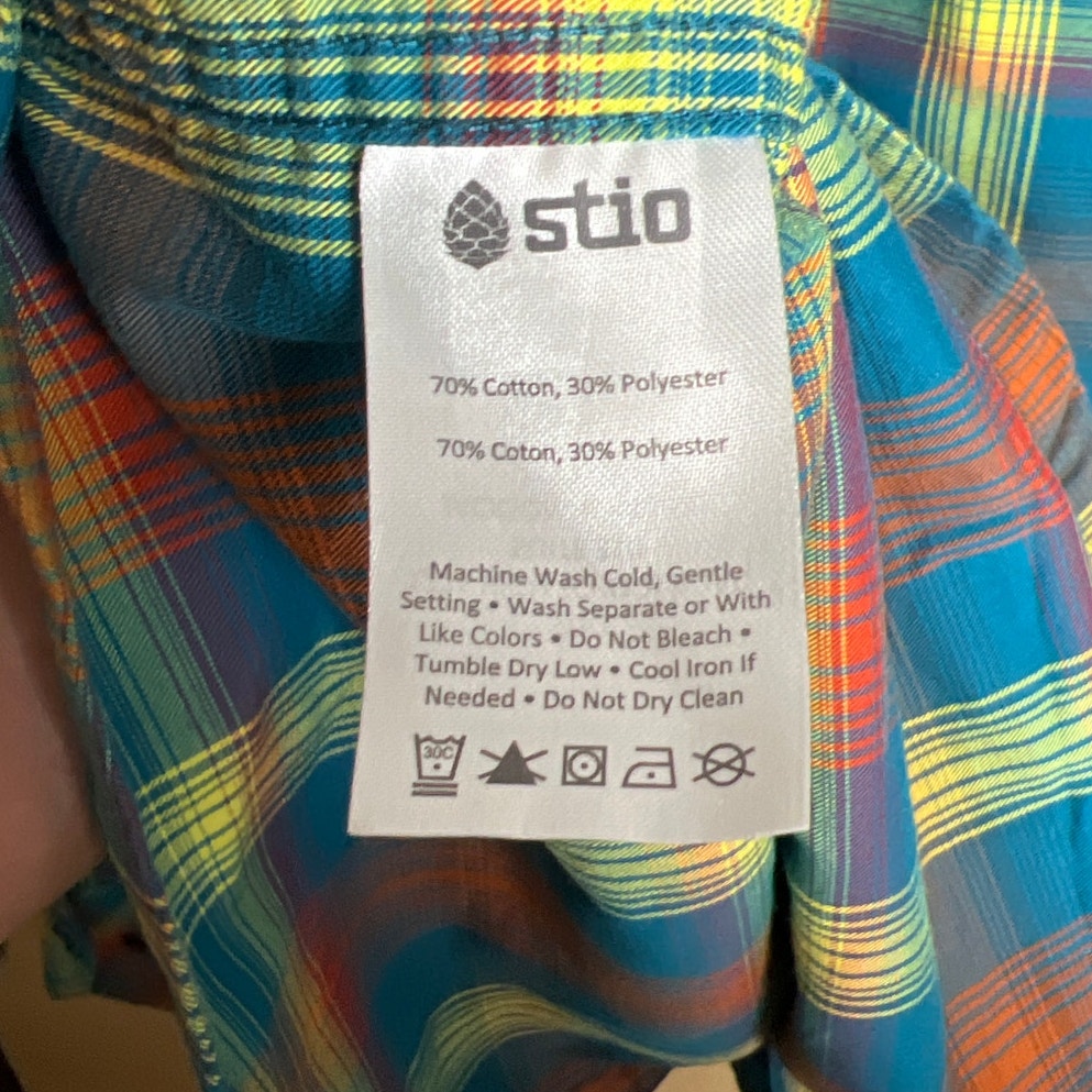 Stio Medium Junction Flannel Plaid Cotton Men's Button Down