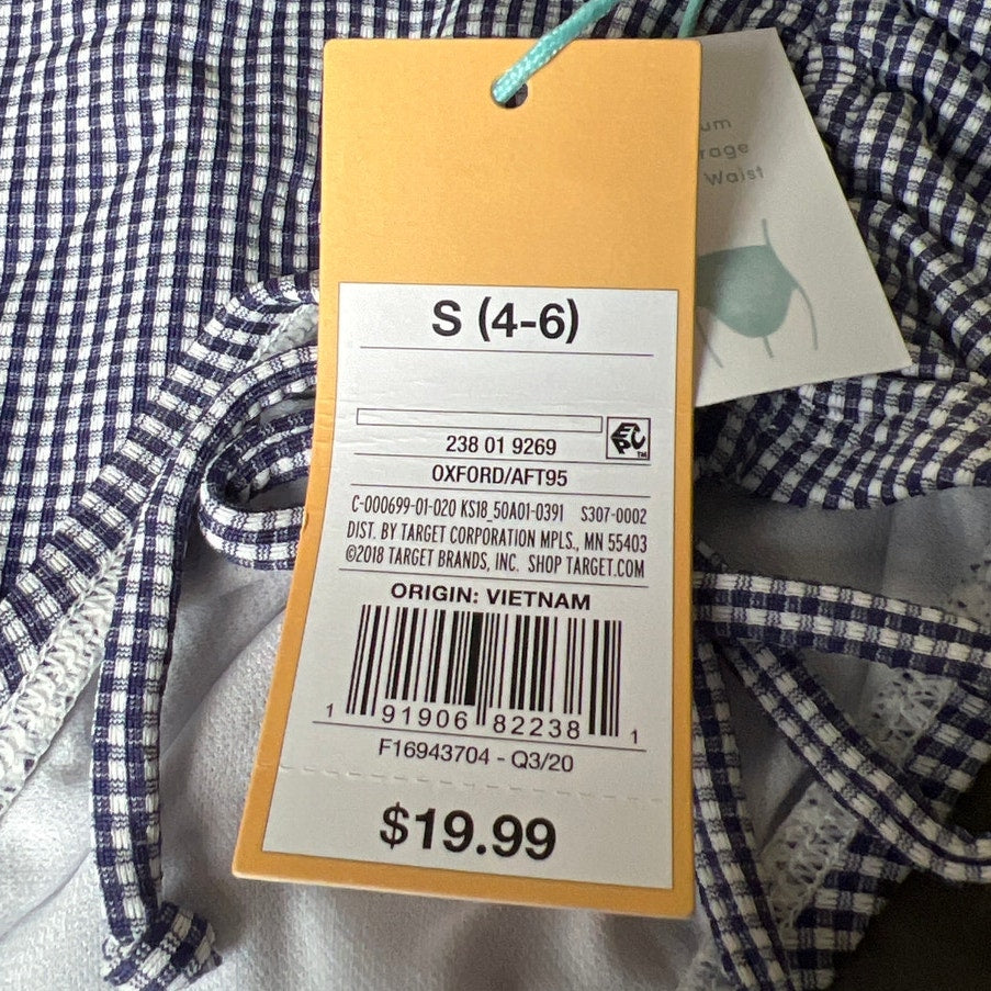 Kona Sol Swimwear Bikini Bottom Blue Striped OXford Small S NWT