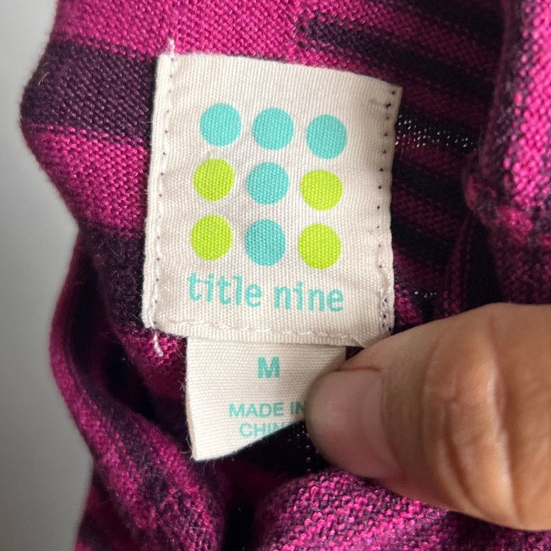 Title Nine Vibrant Pink and Purple Striped Knit Top Women's Size M