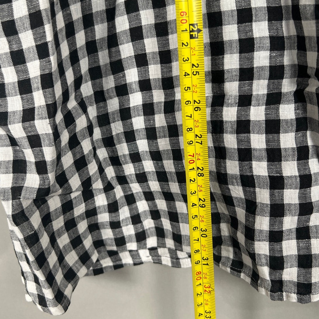 Eileen Fisher Size XL 100% Linen Mandarin Collar Gingham Tunic