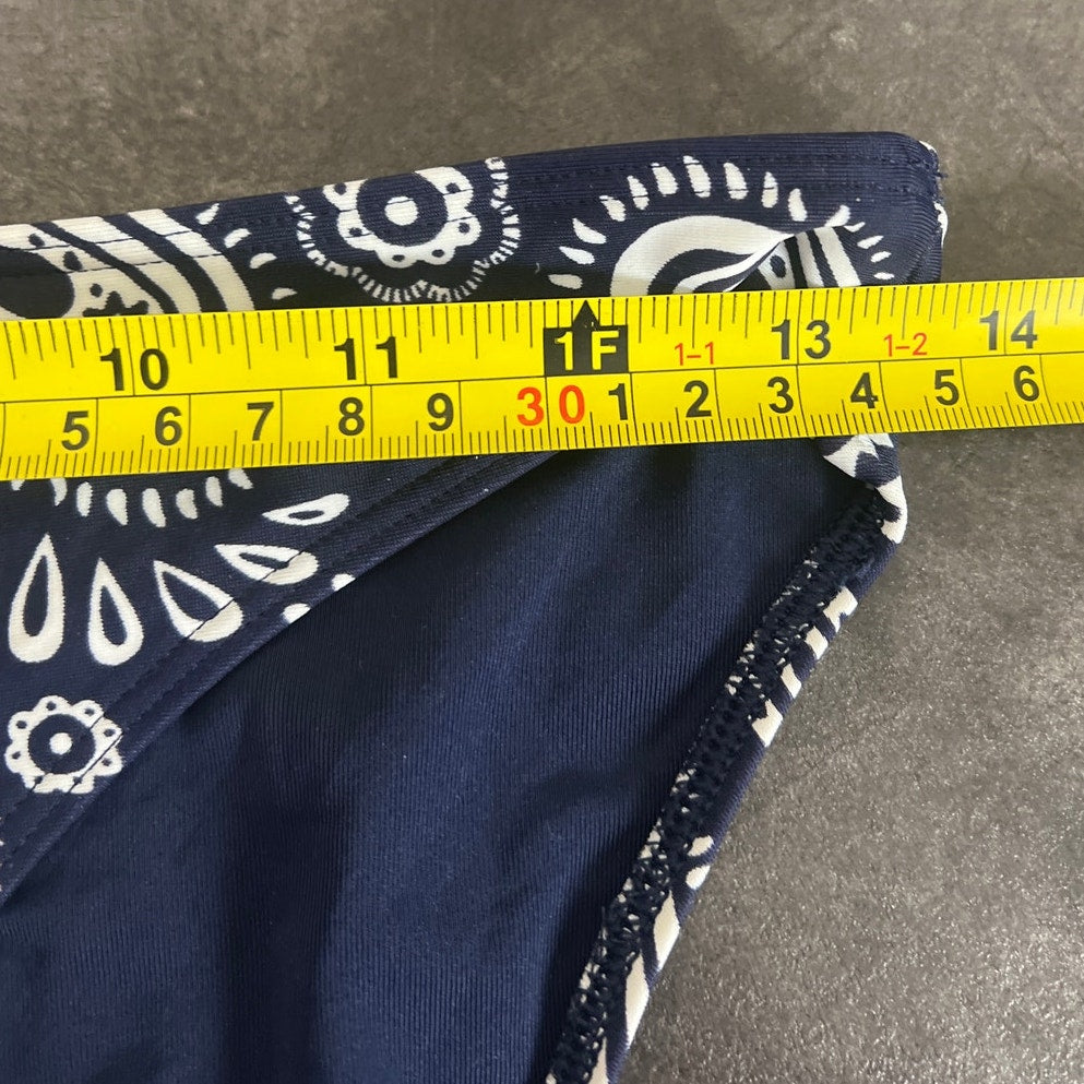 Aerie Swim Bikini High Waisted Paisley Navy Blue Bottoms Small