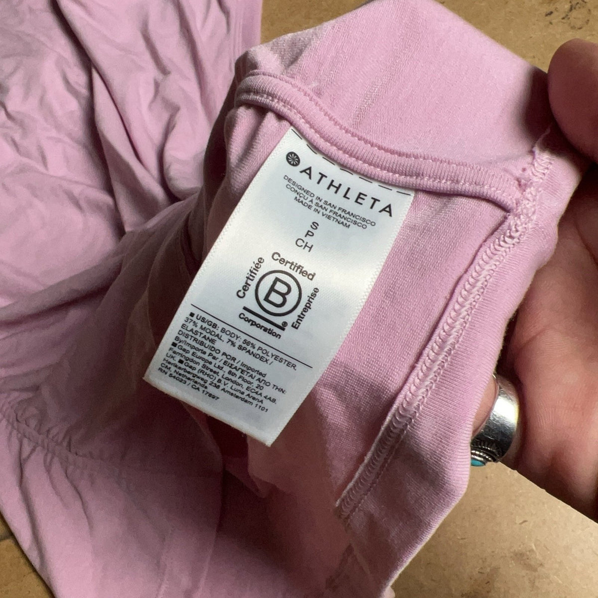 Athleta Tank Womens S Pink With Ease Cinch Tank Moisture Wicking Yoga Activewear