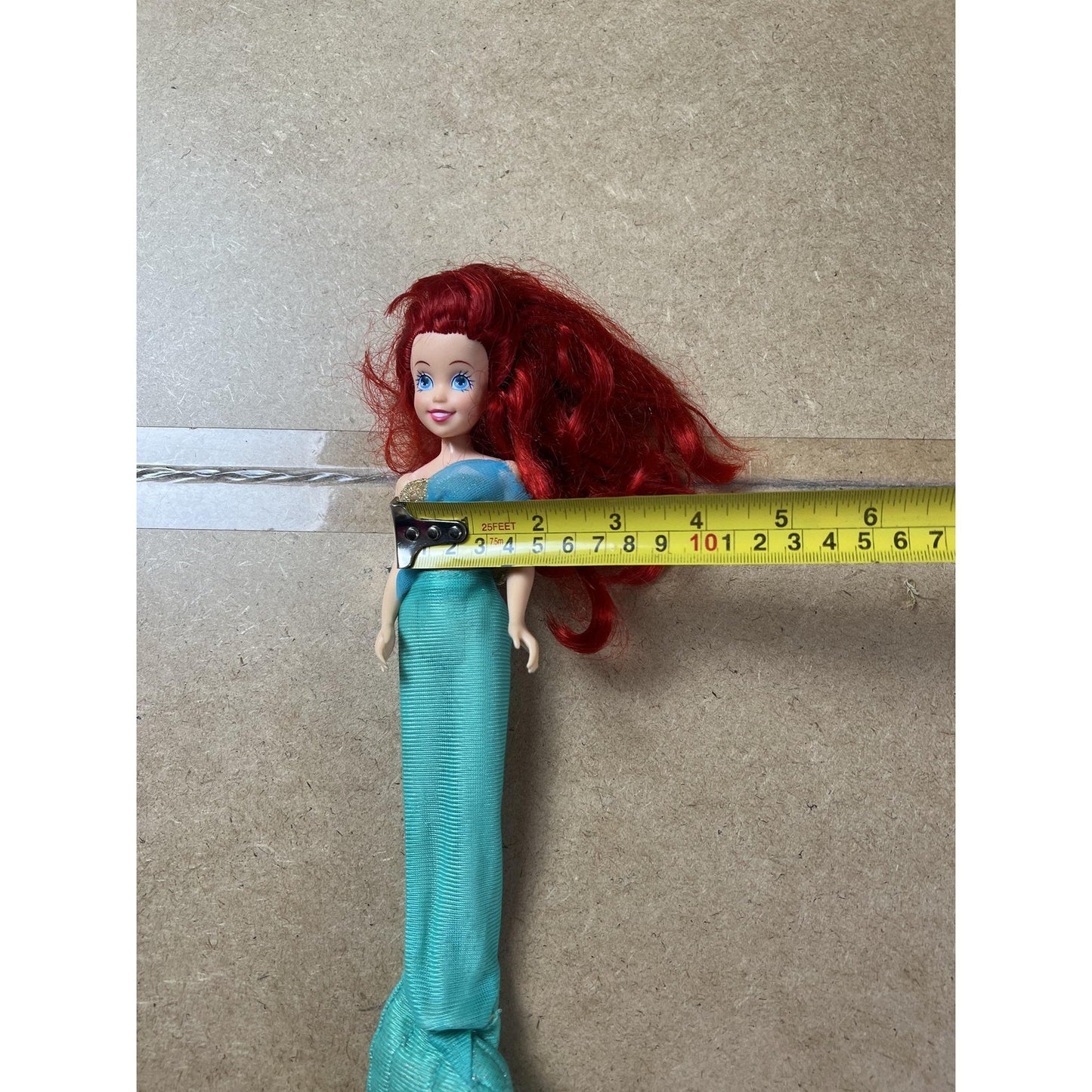 Vintage Disney Ariel Mermaid Doll The Little Mermaid Red Hair Teal Tail 11 Inch