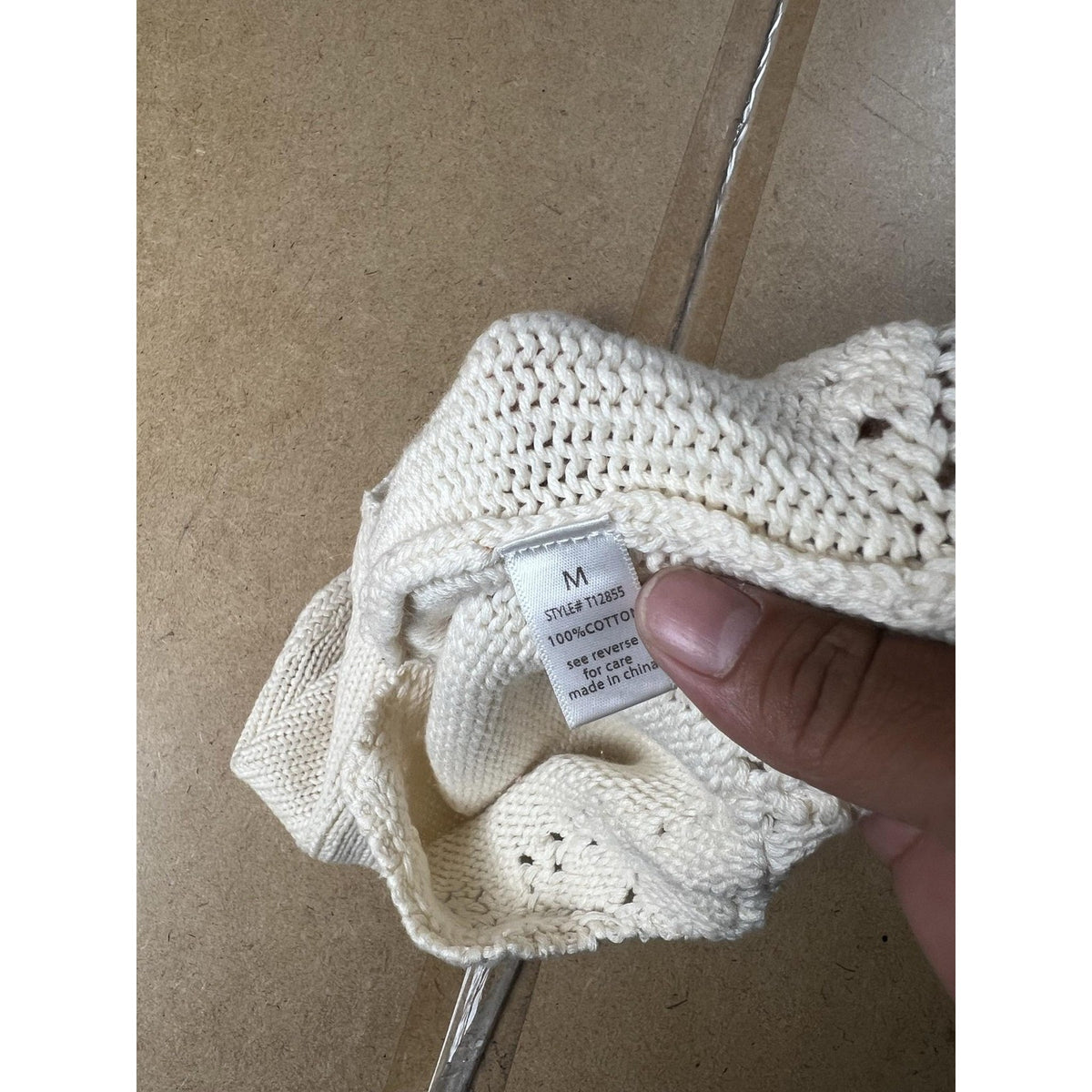 Tank Womens M White Cropped V-Neck Crochet Trim 100% Cotton Summer Lightweight